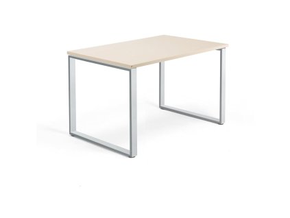 Office desk QBUS, O-frame, 1200x800 mm, birch/silver