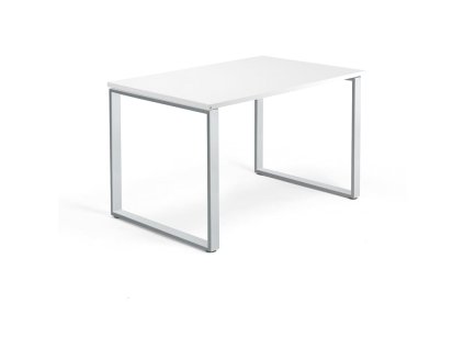 Büroschreibtisch QBUS, O-Gestell, 1200x800 mm, weiß/silber