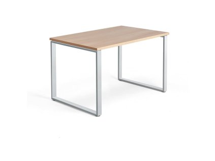 Office desk QBUS, O-frame, 1200x800 mm, oak/silver