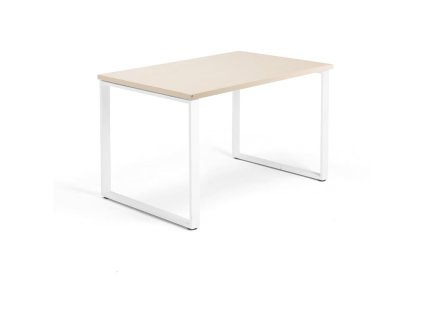 Büroschreibtisch QBUS, O-Gestell, 1200x800 mm, Birke/Weiß