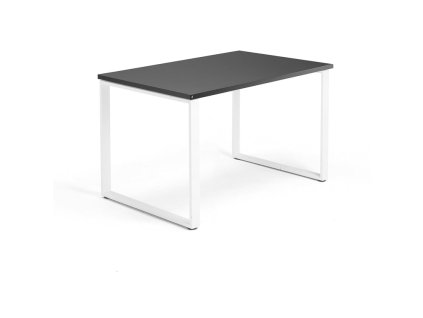 Büroschreibtisch QBUS, O-Gestell, 1200x800 mm, schwarz/weiß