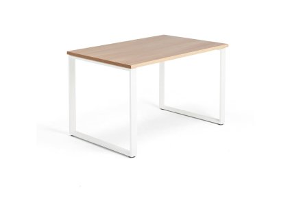Office desk QBUS, O-frame, 1200x800 mm, oak/white