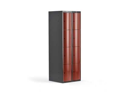 Szekrény CURVE, 8 ajtós, 2 szekciós, piros