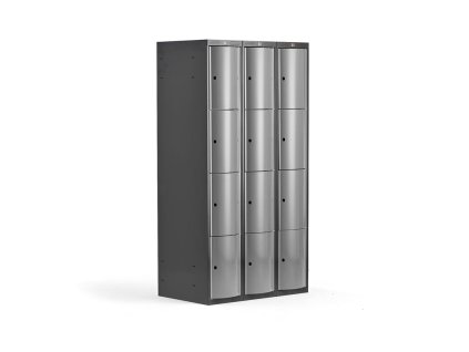 Wardrobe CURVE, 12 doors, 3 sections, light grey