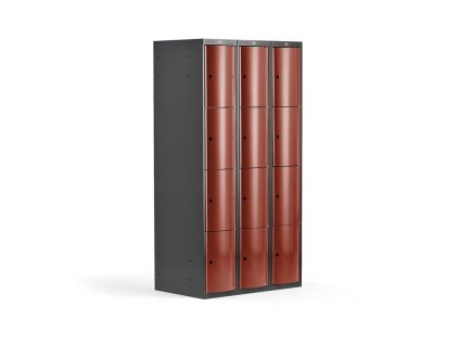 Wardrobe CURVE, 12 doors, 3 sections, red