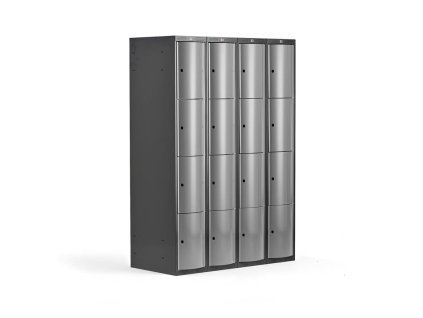 Wardrobe CURVE, 16 doors, 4 sections, light grey