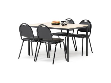 Dining set 1x table W 1200 x H 800, birch / black, 4x chairs black