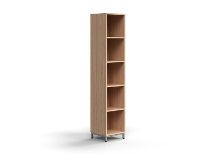 QBUS bookcase, 4 shelves, on legs, 2020x400x400 mm, silver, oak