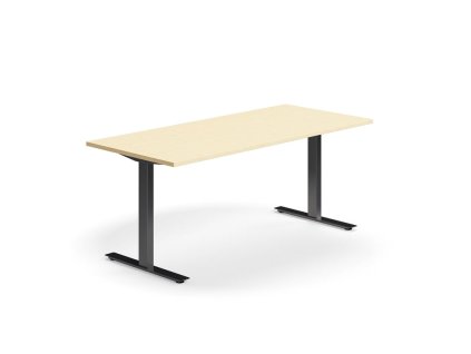Office desk QBUS, straight, 1800x800 mm, T-frame, black frame, birch
