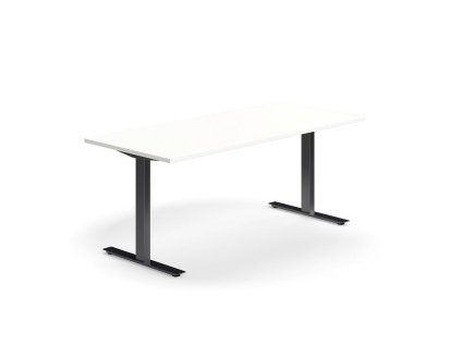 QBUS Büroschreibtisch, gerade, 1800x800 mm, T-Gestell, Gestell schwarz, weiß