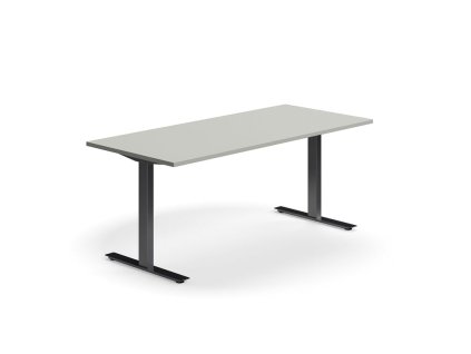 Büroschreibtisch QBUS, gerade, 1800x800 mm, T-Gestell, Gestell schwarz, hellgrau