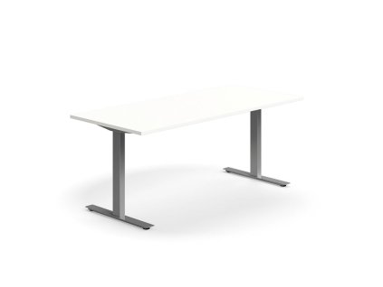 QBUS office desk, straight, 1800x800 mm, T-frame, silver frame, white