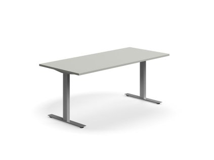 QBUS office desk, straight, 1800x800 mm, T-frame, silver frame, light gray