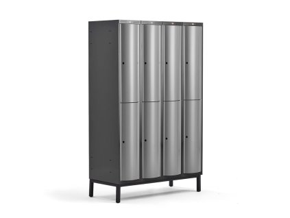 CURVE Kleiderschrank, auf Beinen, 4x2 Türen, 1940x1200x550 mm, grau