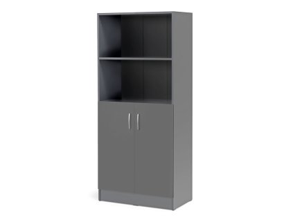 Office cabinet FLEXUS, 2 open shelves, 1725x760x415 mm, gray
