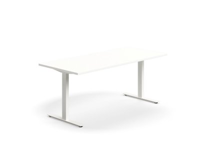 QBUS office desk, straight, 1800x800 mm, T-frame, white frame, white