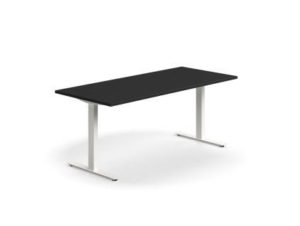 QBUS Büroschreibtisch, gerade, 1800x800 mm, T-Gestell, Gestell weiß, schwarz