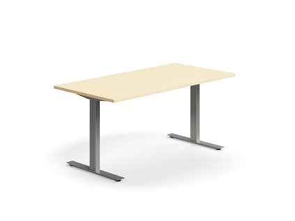 Office desk QBUS, straight, 1600x800 mm, T-frame, silver frame, birch