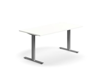 QBUS Büroschreibtisch, gerade, 1600x800 mm, T-Gestell, Gestell silber, weiß