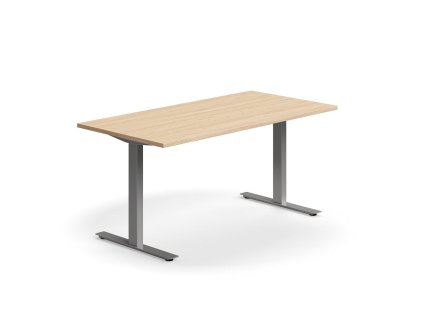 QBUS office desk, straight, 1600x800 mm, T-frame, silver frame, oak