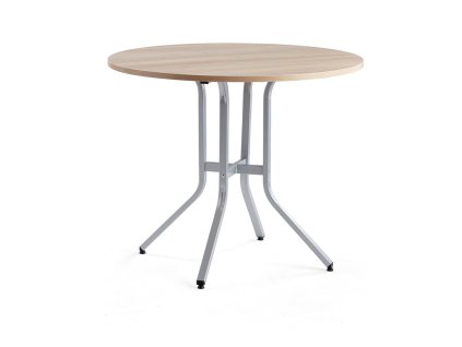 VARIOUS table, Ø1100x900 mm, silver, oak