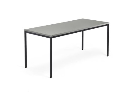 QBUS-Büroschreibtisch, klassisches Gestell, 1800 x 800 mm, schwarz, hellgrau