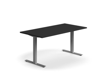 QBUS office desk, straight, 1600x800 mm, T-frame, silver frame, black