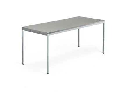 QBUS Büroschreibtisch, klassisches Gestell, 1800x800 mm, Silber, Hellgrau