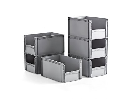 FRASER plastic crates, gray, 600x400x320 mm, 6 pcs