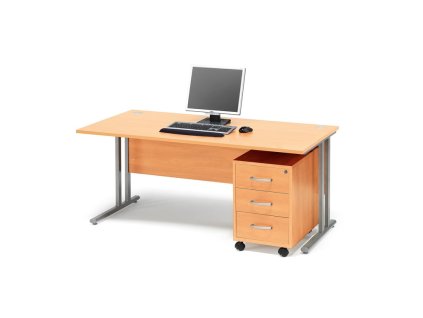 Flexus office set: table 1600x800 mm + office container, beech