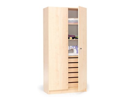 Szafka THEO z szufladami i drzwiami pełnymi, 1000x470x2100 mm, brzoza