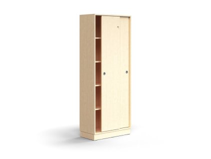 Cabinet with sliding doors QBUS, 4 shelves, with plinth, with handle, 2020x800x400 mm, birch