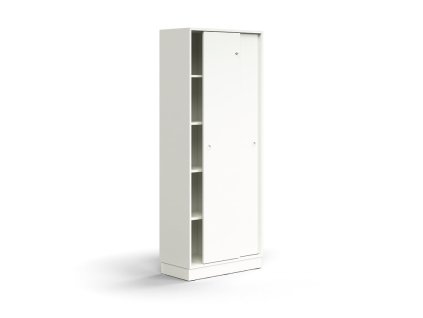 Szafka z drzwiami przesuwnymi QBUS, 4 półki, z cokołem, z uchwytem, ​​2020x800x400 mm, biała
