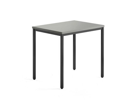QBUS Beistelltisch, 4 Beine, 800x600 mm, schwarzes Gestell, hellgrau