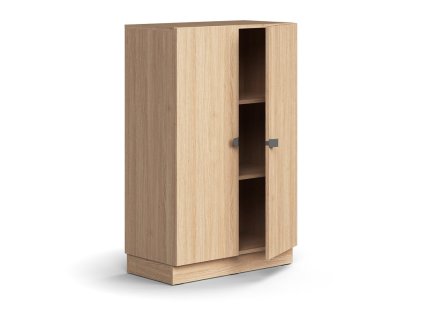QBUS cabinet, 2 shelves, with plinth, with handle, 1252x800x420 mm, oak
