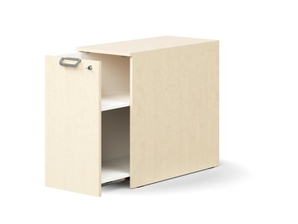 Lockable side cabinet QBUS, left, 740x400x800 mm, birch