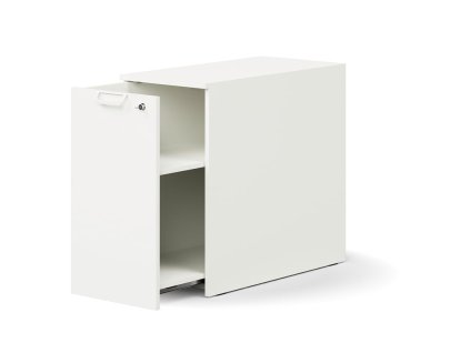 Lockable side cabinet QBUS, left, 740x400x800 mm, white