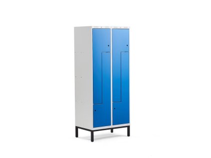 Kleiderschrank CLASSIC, Z-Form, auf Beinen, 2 Abschnitte, 4 Türen, blau