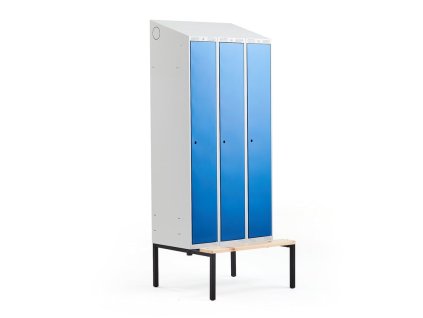 CLASSIC wardrobe, with bench, 3 sections, 2290x900x550 mm, blue