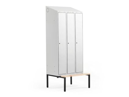 CLASSIC wardrobe, with bench, 3 sections, 2290x900x550 mm, gray