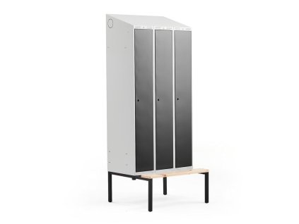 CLASSIC wardrobe, with bench, 3 sections, 2290x900x550 mm, black