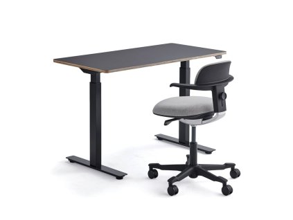 Bútorkészlet: 1 db Novus asztal + 1 db fekete/szürke Newbury irodai szék