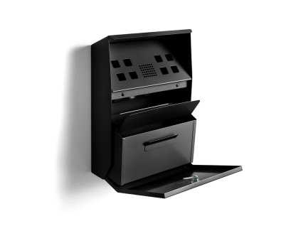 Nástenný popolník WILLIAM, 350x250x85 mm, čierny