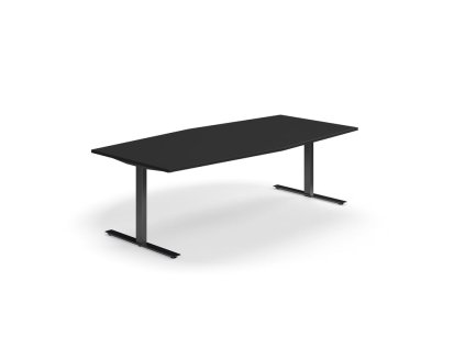 Conference table QBUS, oval, 2400x1200 mm, T-frame, black frame, black