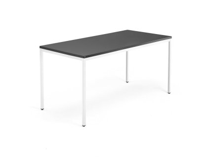 Conference table QBUS, 1600x800 mm, with 4 legs, white frame, black