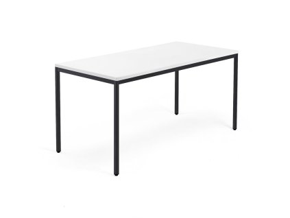 Conference table QBUS, 1600x800 mm, with 4 legs, black frame, white