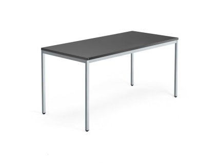 Conference table QBUS, 1600x800 mm, with 4 legs, silver frame, black
