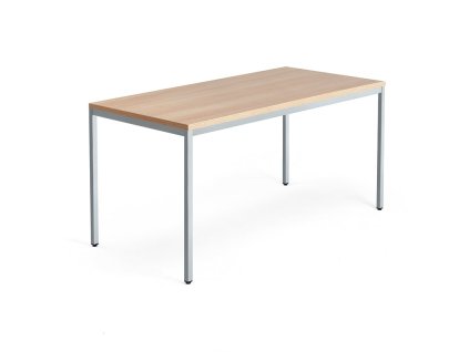 Conference table QBUS, 1600x800 mm, with 4 legs, silver frame, oak