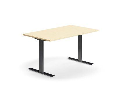Office desk QBUS, straight, 1400x800 mm, T-frame, black frame, birch