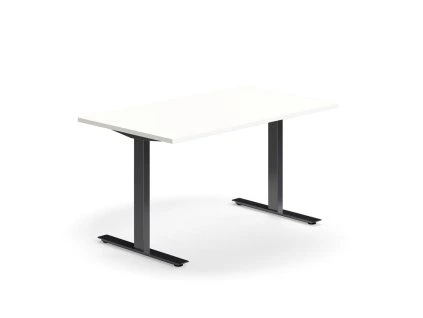 QBUS office desk, straight, 1400x800 mm, T-frame, black frame, white